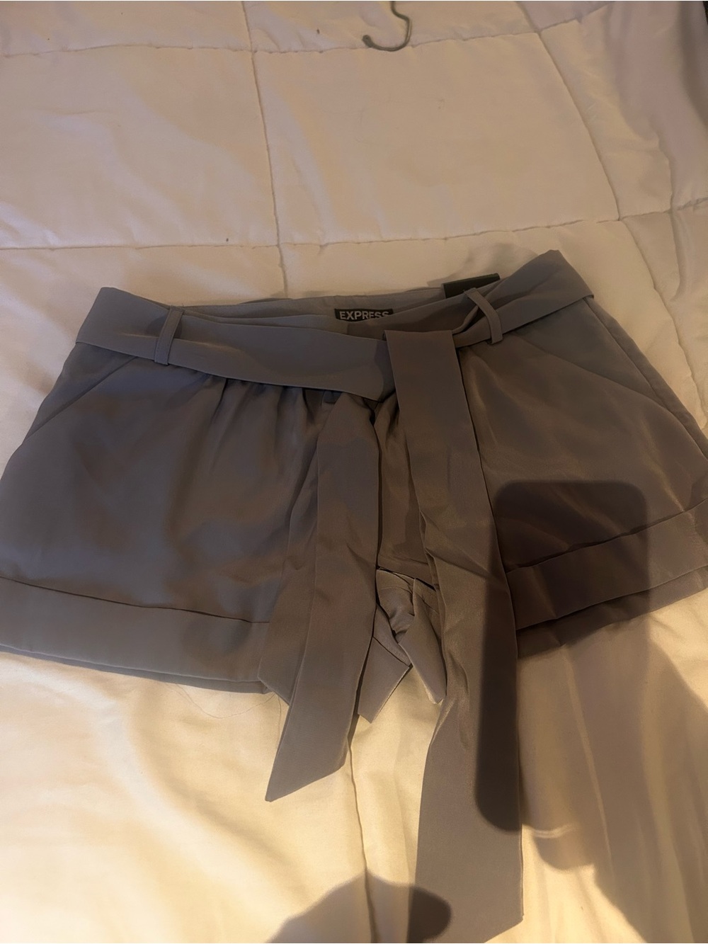 Express Women's Light Gray Tie-Waist Dress Shorts size 2